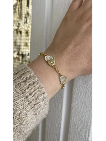 VIP Sallantılı Mini Kalp Detay Zirkon Taş Kalp Bileklik