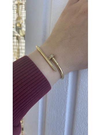 Çelik Zirkon Taş Detay Çivi Kelepçe