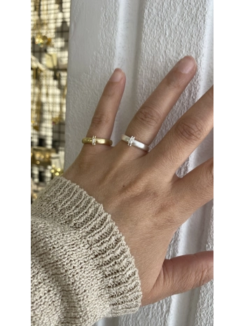 Özel Seri Mat Sıralı Minimal Zirkon Taş Detay Yüzük