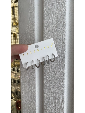 VIP Çoklu Zirkon Taş Detay Altıgen Küpe