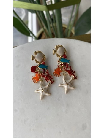 Özel Seri Deniz Temalı Charm Balık Küpe