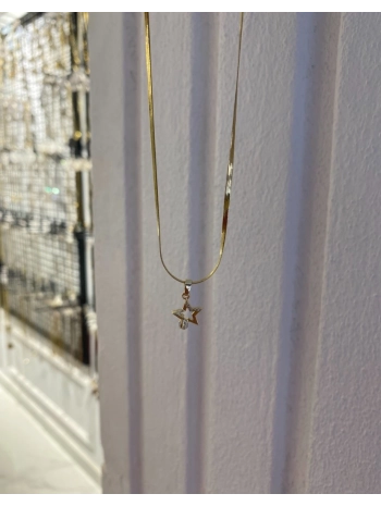 Çelik 14K Yıldız Kolye