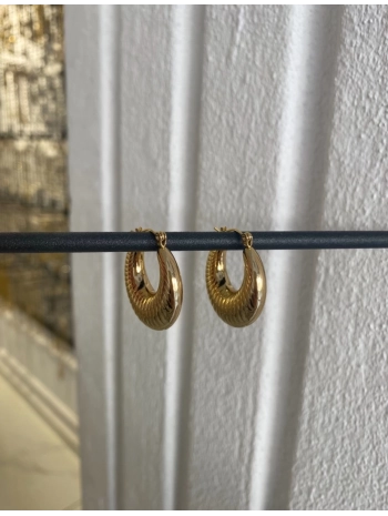 Çelik Bombeli Tırtıklı Halka Küpe