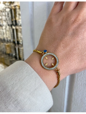 Çelik Burgu Zincir Üzeri Çeyrek Takmalı Bileklik