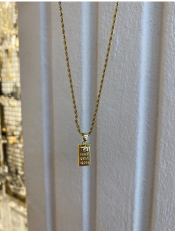 Çelik Burgu Zincir Üzeri Külçe Model 60 Cm Kolye