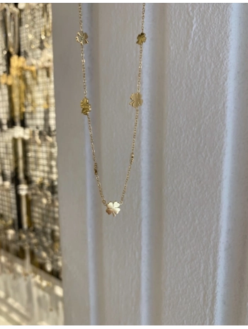 Çelik Büyüklü Küçüklü Sıralı Yonca Kolye