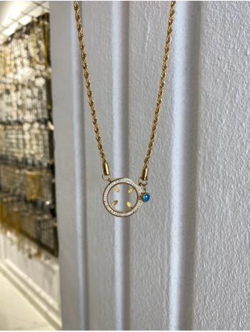 Çelik Çeyrek Takmalı Zincir Kolye