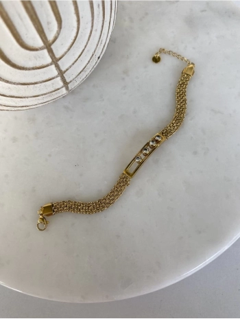 Çelik Hasır Zincir Zirkon Taş Detay Bileklik