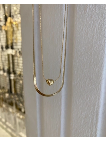 Çelik İkili Kalp Kolye