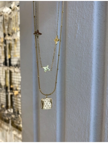 Çelik İkili Kare Plaka Kolye