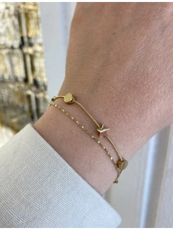 Çelik İkili Sıralı Zincir ve Daire Bileklik