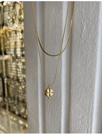 Çelik İkili Yonca Kolye