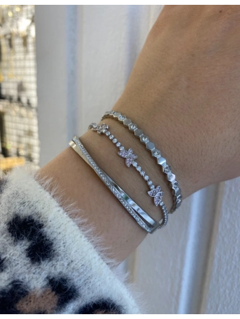 Çelik İnce Su Yolu Gümüş Renk Kelebek Bileklik Kombini