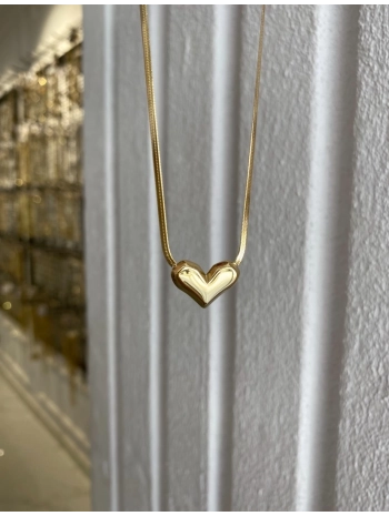 Çelik İnce Yassı Zincir Üzeri Plaka Kalp Kolye