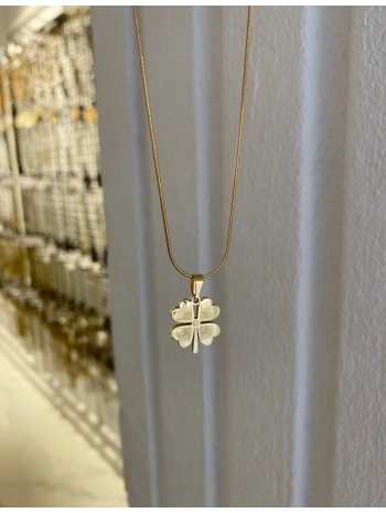 Çelik İnce Zincir Küçük Yonca Kolye