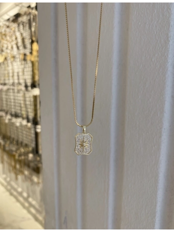 Çelik İnce Zincir Üzeri Zirkon Taş Kuzey Yıldız Kolye