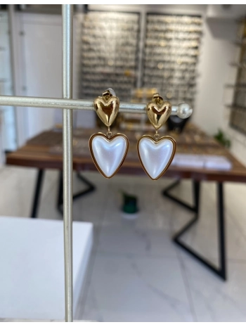 Çelik İnci Detay Kalp Küpe