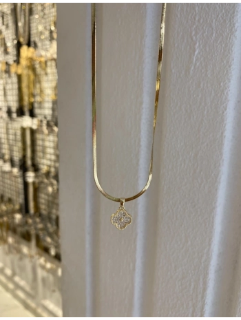 Çelik İtalyan Zincir Üzeri Yonca Kolye