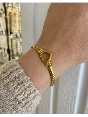 Çelik Kalın Zincir İçi Boş Kalp Bileklik