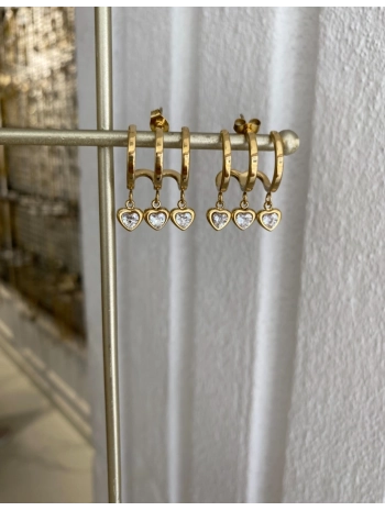 Çelik Kalp Detay Çoklu Görünüm Küpe