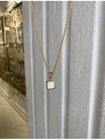 Çelik Kare Sedef Kolye