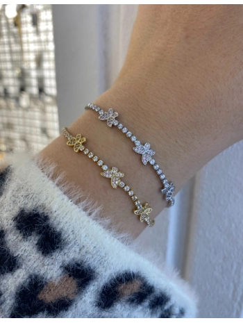 Çelik Kelebek Detay Sıralı Zirkon Taş Bileklik