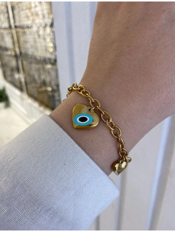 Çelik Mineli Sallantılı Kalp Bileklik