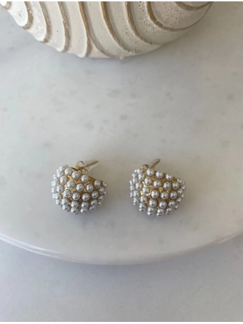 Çelik Minik Çoklu Top İnci Detaylı Küpe