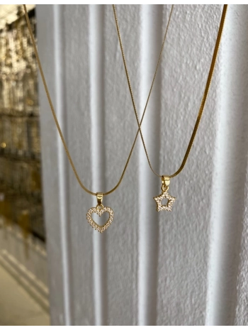 Çelik Minimal Zirkon Taş Kolye