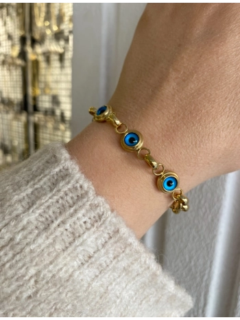 Çelik Nazar Boncuk Detay Bileklik