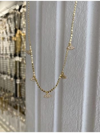 Çelik Pul Ezme Zincir Üzeri Sallantılı Göz Kolye