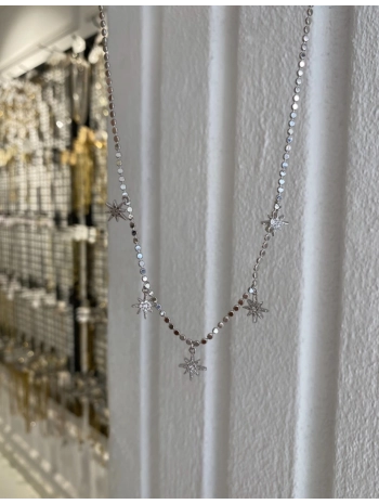 Çelik Pul Ezme Zincir Üzeri Sallantılı Yıldız Kolye