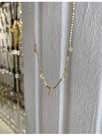 Çelik Pul Ezme Zincir Üzeri Sallantılı Yonca Kolye