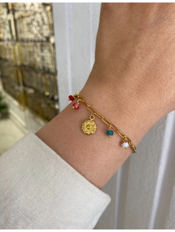 Çelik Sallantılı Ataç Zincir Üzeri Çiçek Figür Bileklik