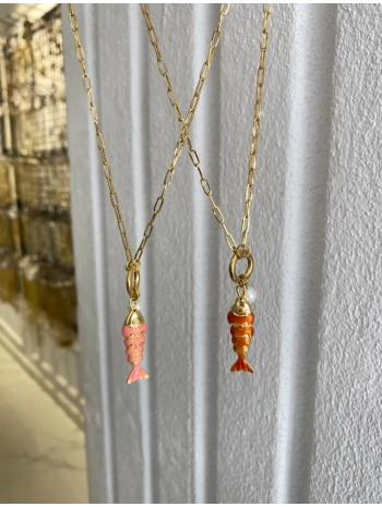 Çelik Sallantılı İnci Detay Balık Kolye