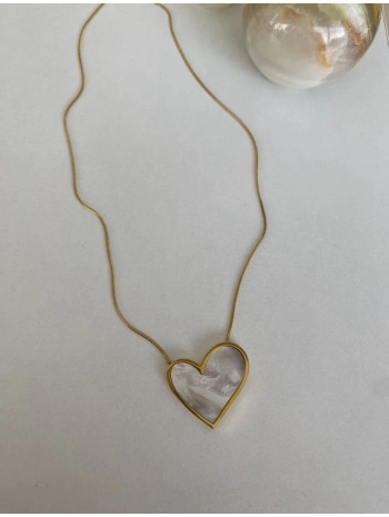 Çelik Sedef Detay Büyük Kalp Kolye