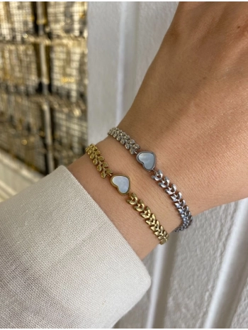 Çelik Sedef Kalp Başak Zincir Bileklik