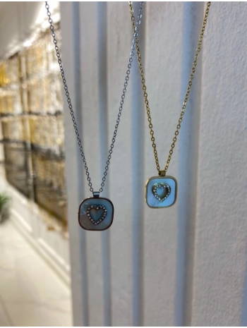 Çelik Sedef Üzeri Klap Detay Kolye