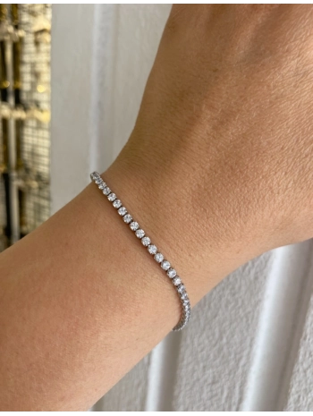 Çelik Sıralı Zirkon Taş Kare Su Yolu Bileklik