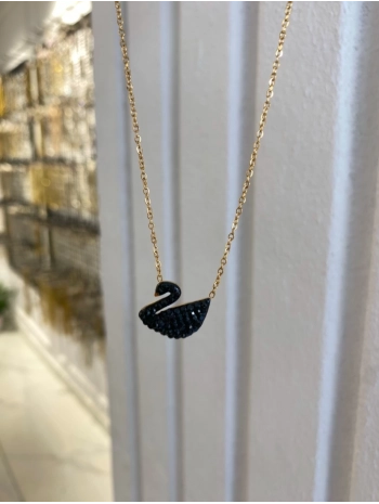 Çelik Siyah Kuğu Kolye