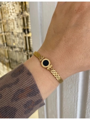 Çelik Siyah Taş Detay Kelepçe