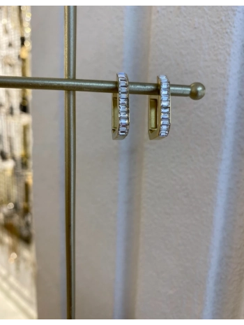 Çelik Su Yolu Detay Dikdörtgen Küpe