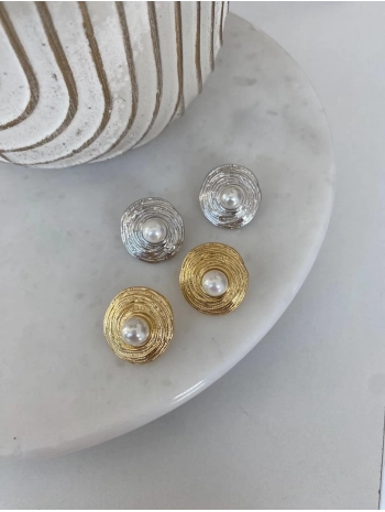 Çelik Vintage İnci Detay Küpe