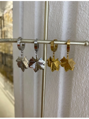 Çelik Yaprak Figür Küpe