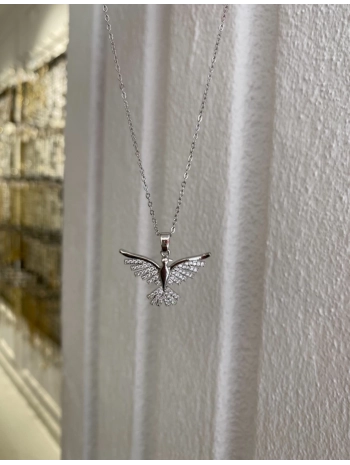 Çelik Zirkon Taş Anka Kuş Kolye