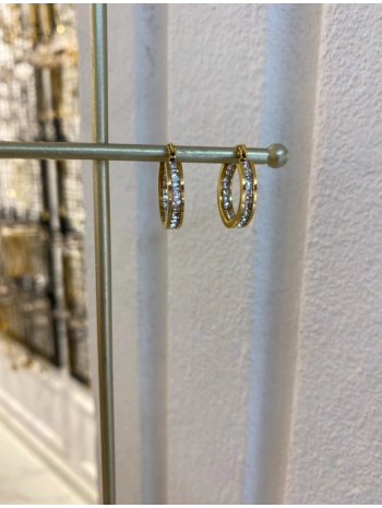 Çelik Zirkon Taş Detay Halka Küpe