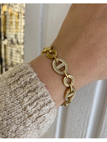 Çelik Zirkon Taş Detay İç İçe Geçme Halka Bileklik