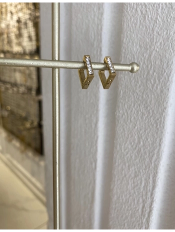 Çelik Zirkon Taş Kare Küpe