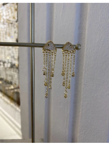 Çelik Zirkon Taş Sallantılı Balık Figür Küpe