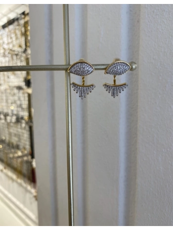 Çelik Zirkon Taş Tasarım Küpe